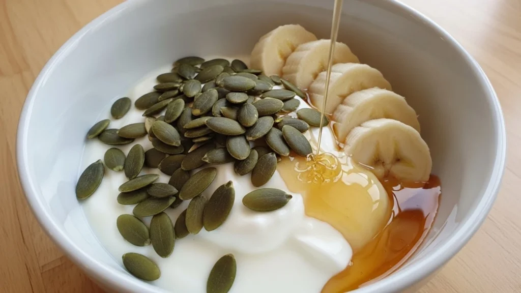 호박씨를 활용한 건강 레시피 1 : '호박씨 마그네슘 요거트 볼' 