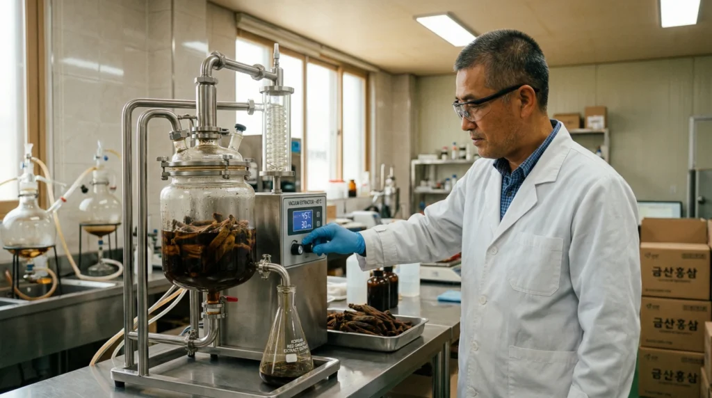 저온 추출 발효홍삼 차이: "열에 약한 진세노사이드를 지키는 기술, 왜 '저온'이어야만 할까?"